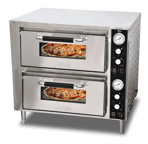 Omcan PE-CN-3200-D - Electric Double Deck Countertop Pizza Oven - 18" x 18" x 4" Decks | Kitchen ...