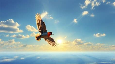 Premium AI Image | A clean sunny sky landscape photo with birds flying ...