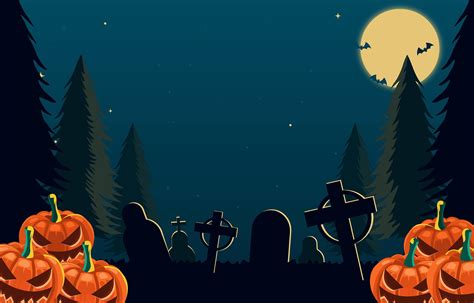 Halloween Night On Graveyard Background 1314375 Vector Art at Vecteezy