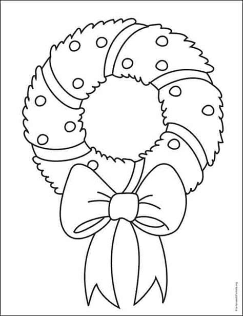 Easy How to Draw a Wreath Tutorial Video and Wreath Coloring Page | Xmas drawing, Christmas ...