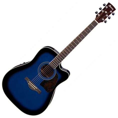 DISC Ibanez AW70 Electro-Acoustic Guitar, Trans Blue Burst w/Bag at ...