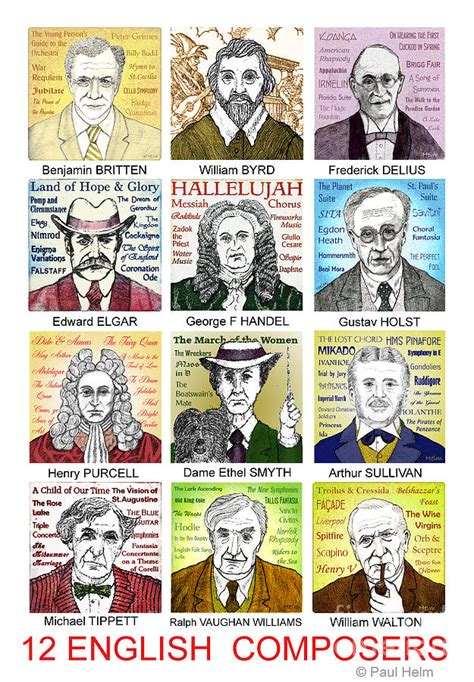 English Composers Drawing by Paul Helm