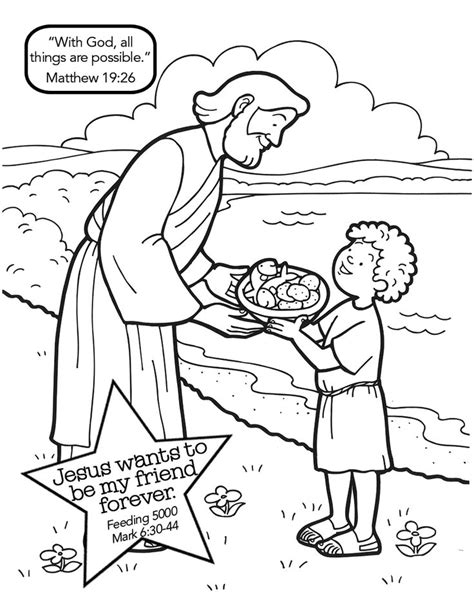 Jesus Feeds The 5,000" (Mark 6:30-44) | Sunday School - Coloring Home