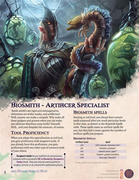 Biosmith - Artificer Subclass - Craft a bespoke familiar and have it ...