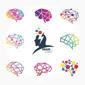 an amazing design of Flat line icons set of brain, brainstorming,... | Brain logo, Pet logo ...