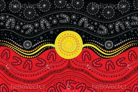 Aboriginal flag colors in a dot painting of aboriginal tradition ...