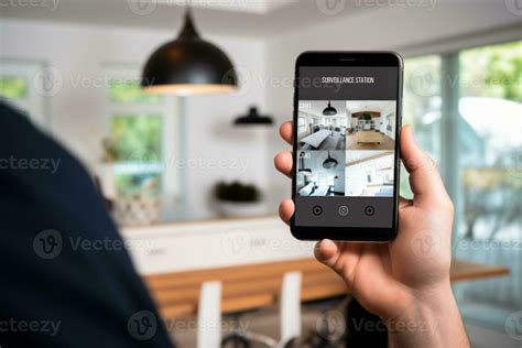 A homeowner remote monitoring their home's security cameras and alarm ...