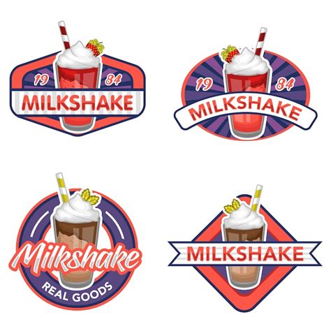 Premium Vector | Milkshake logo stock vector set