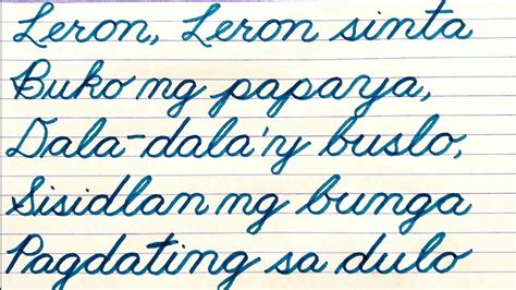 Leron, Leron Sinta | Filipino Folk Song | Cursive Writing For Filipinos ...