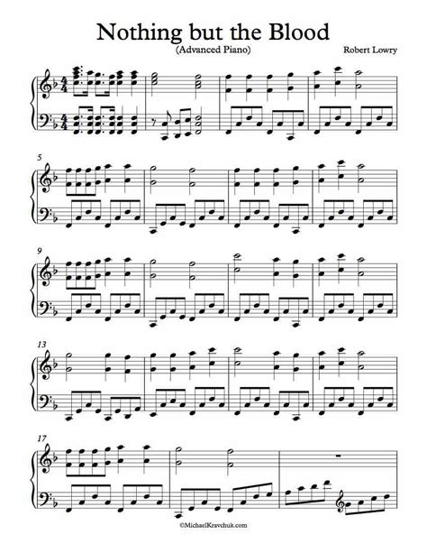 Free Piano Arrangement Sheet Music – Nothing But The Blood – Michael Kravchuk