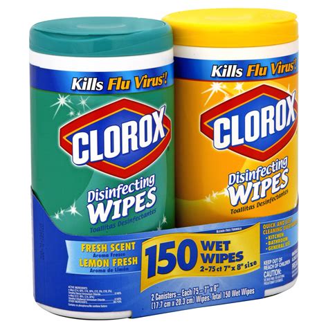 Clorox Disinfecting Wipes, Fresh Scent & Lemon Fresh 2 canisters