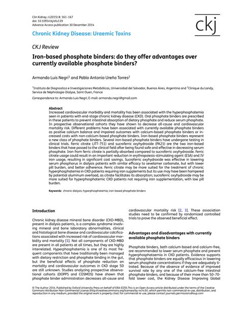 (PDF) Iron-based phosphate binders: Do they offer advantages over ...