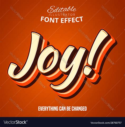 Joy text editable font effect Royalty Free Vector Image