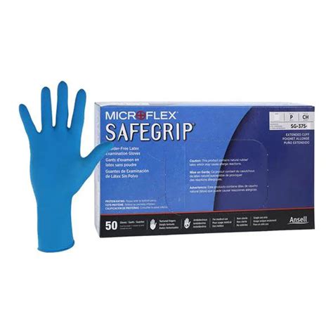 Blue Microflex SafeGrip Latex Gloves -4 Sizes - 50/Box