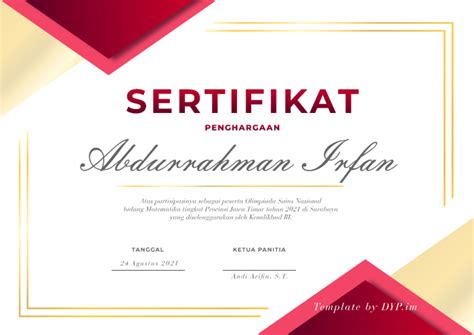 Download Template Sertifikat Bahasa Indonesia PSD Siap Edit — DY