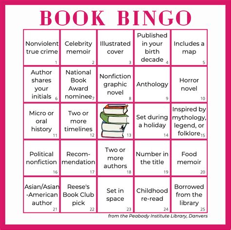 SR Bingo – pink – Peabody Institute Library of Danvers