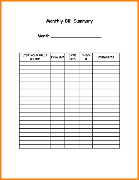 Printable Spreadsheet For Monthly Bills within Excel Templates Budget Monthly Household Bills ...