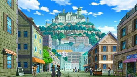 Image result for pokemon city art | Anime places, Fantasy city, Fantasy town