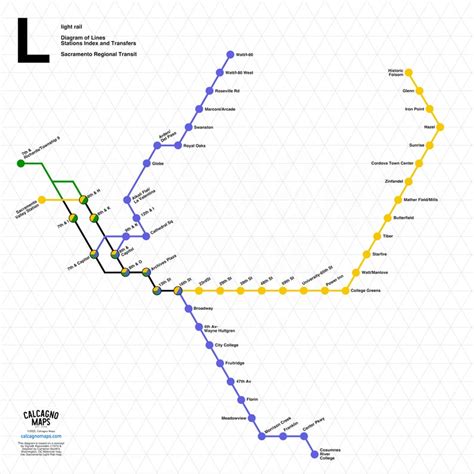 Sacramento Light Rail Map in the Style of an Unpublished Massimo Vignelli node Diagram Concept ...