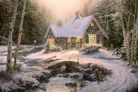 Winter Light Cottage - Thomas Kinkade Smoky Mountains