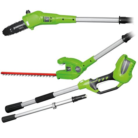 Greenworks G40PSH 40v Cordless Long Reach Hedge Trimmer and Tree Pruner ...