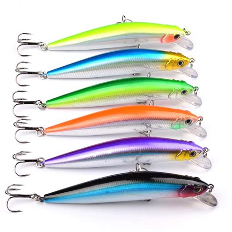 6PCS/lot New Large sea fishing lures Minnow 24G 13.5CM 2# fish hooks swim depth 1.5 3.5M bait ...