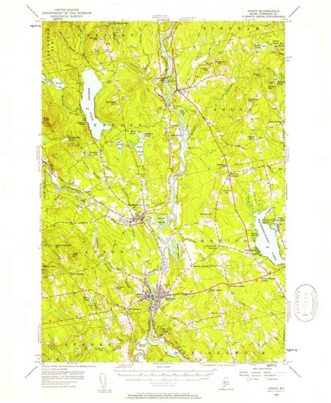 Anson, Maine 1955 (1957) USGS Old Topo Map Reprint 15x15 ME Quad 460109 - OLD MAPS