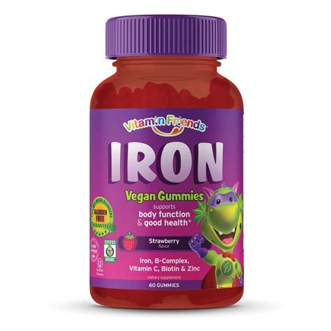 Vitamin Friends Iron Adult Gummies - Vegan, Organic, Kosher, Allergen Free. Delicious Iron Gummy ...