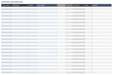 Shipping Chart Template