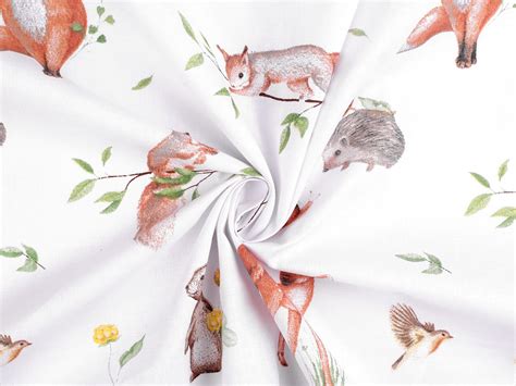 Cotton Fabric / Canvas, Forest Animals | STOKLASA Haberdashery and Fabrics