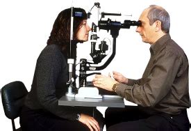 Slit lamp eye examination by an eye doctor