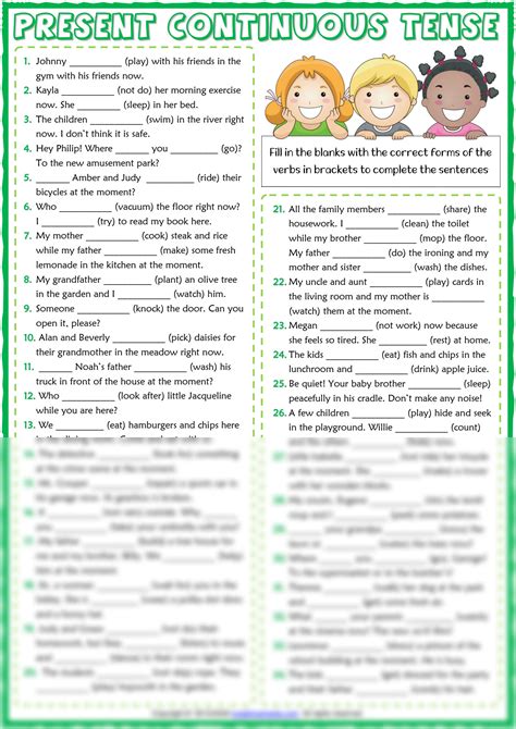 Present Continuous Tense Worksheet For Grade 4 Pdf - Design Talk