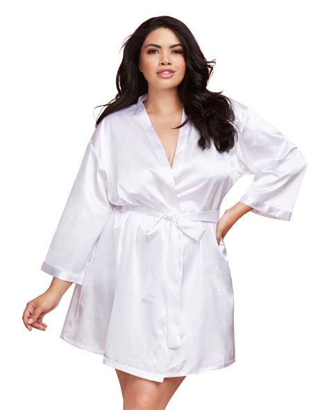 Dreamgirl White Satin Charmeuse Bride Robe with Front Tie Belt 11292X