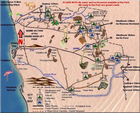 Map of the Namib Naukluft Park West Coast Namibia