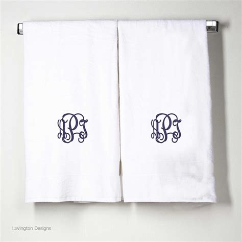 White Monogrammed Bath Towels (2) - Lavington Designs LLC