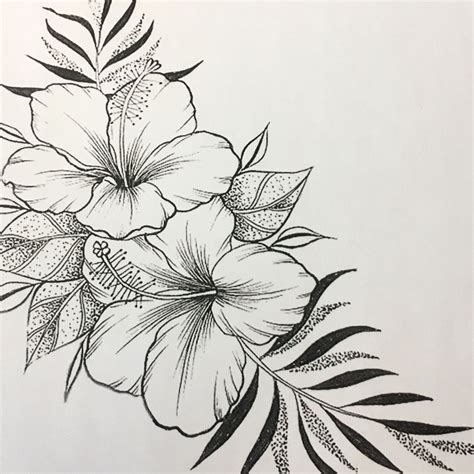 Hibiscus Flower Tattoo Outline