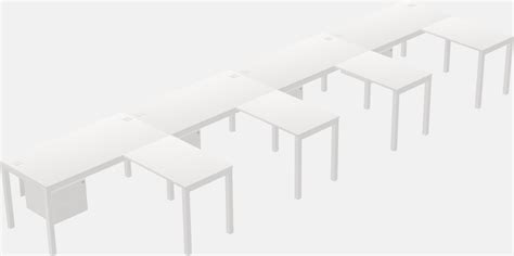 White L-Shaped Office Desk Hanging Drawers Modesty Panel For 4 Persons - Officestock - Modern ...