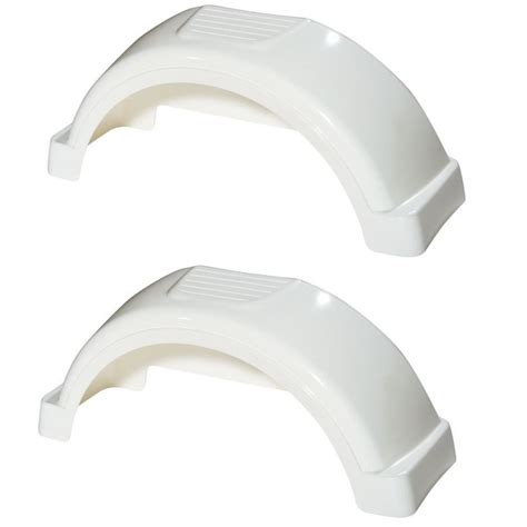 Set of 2 White Fulton Single Axle Trailer Fenders 13"