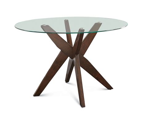 Amalie 48 inch Round Glass Top Table, Walnut color - Steve Silver Company