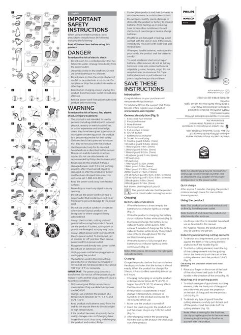 Philips Norelco Multigroom 7000 User Manual - Important Safety Instructions | BestAdvisor.com