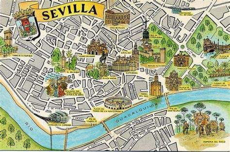 Era un mapa de Sevilla, España. Tenía muchas lugares famosas. Estaba en el sur de España. Tenía ...