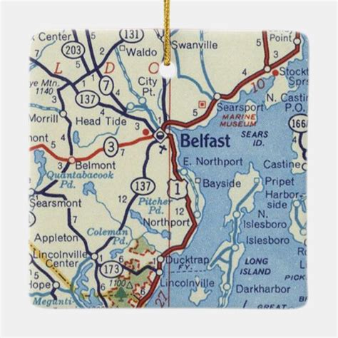 Belfast Maine 50's Map Ceramic Ornament | Zazzle.com