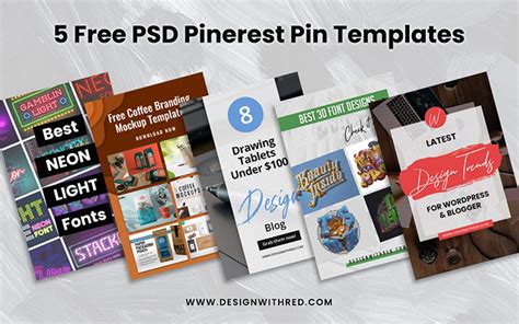 5 Free PSD Pinterest Pin Templates