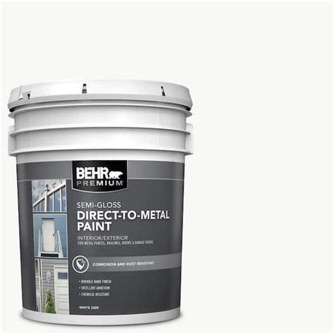 BEHR PREMIUM 5 gal. White Semi-Gloss Direct-to-Metal Interior/Exterior ...