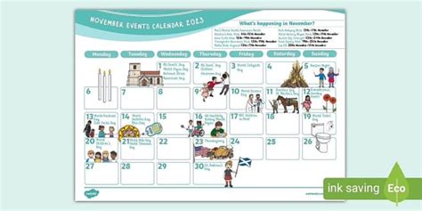 November Events Calendar 2023 (teacher made) - Twinkl