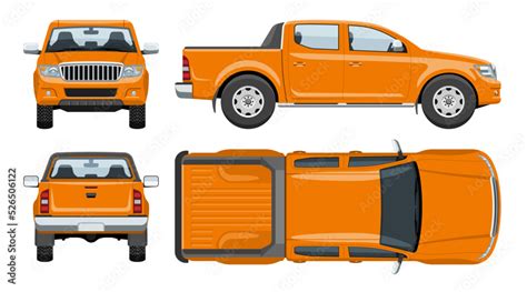 Pickup truck vector template simple colors without gradients and ...