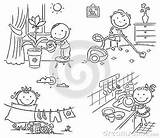 Kids Doing Chores Coloring Pages sketch template