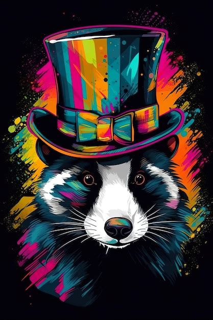 Premium AI Image | A raccoon wearing a top hat on a black background generative ai image