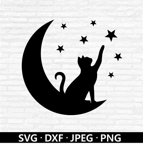 Moon Cat SVG Cat SVG Files for Silhouette Cameo & - Etsy Australia