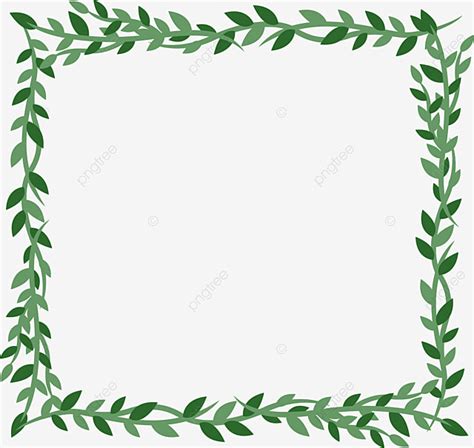 Green Leaf Border Vector Art PNG, Simple Square Green Leaf Vine Man ...